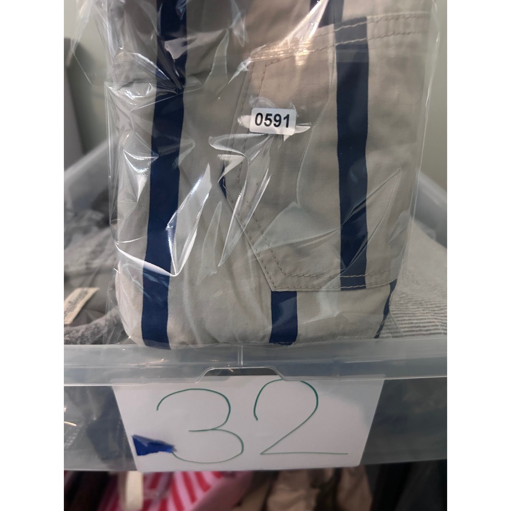 Boys Nautica Blue White Striped Shorts Size 7 Cotton Elastic Waist Casual Summer - Picture 4 of 4